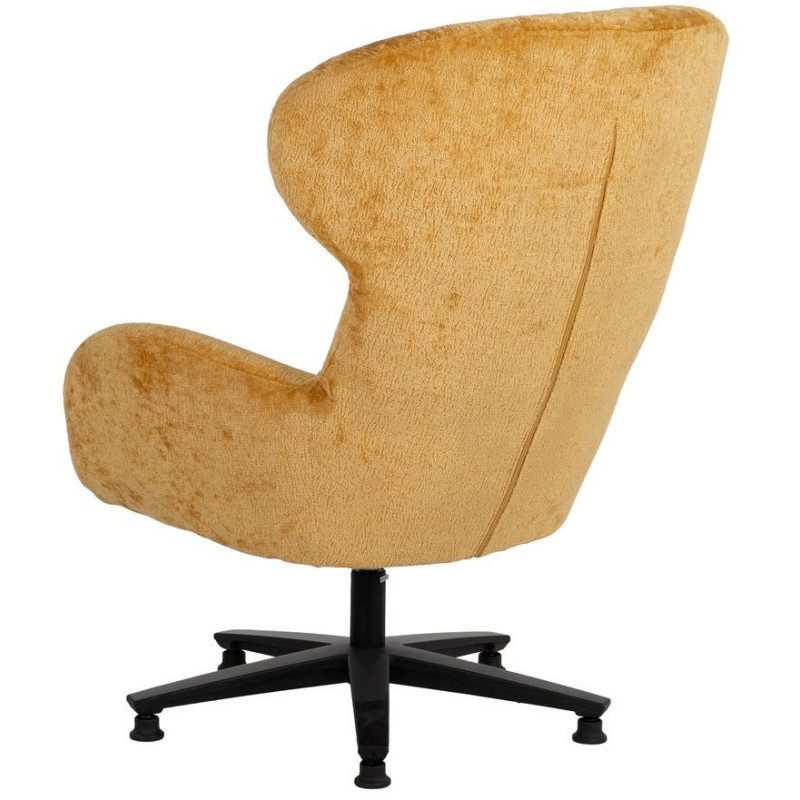 Grand Fauteuil pivotant moderne en Tissu Jaune moutarde Métal Noir Fabian - 3