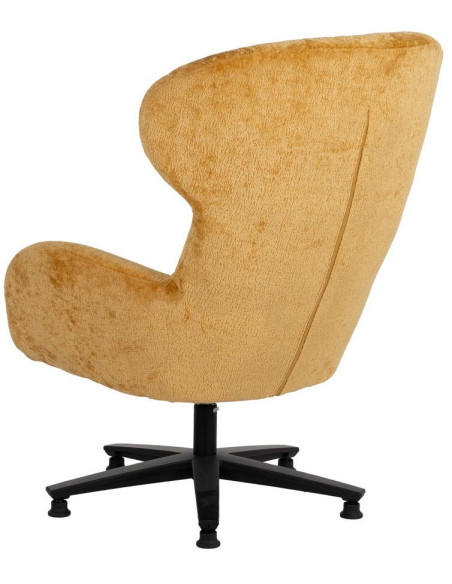 Grand Fauteuil pivotant moderne en Tissu Jaune moutarde Métal Noir Fabian - 3