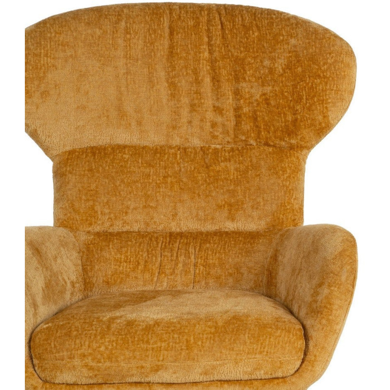 Grand Fauteuil pivotant moderne en Tissu Jaune moutarde Métal Noir Fabian - 4