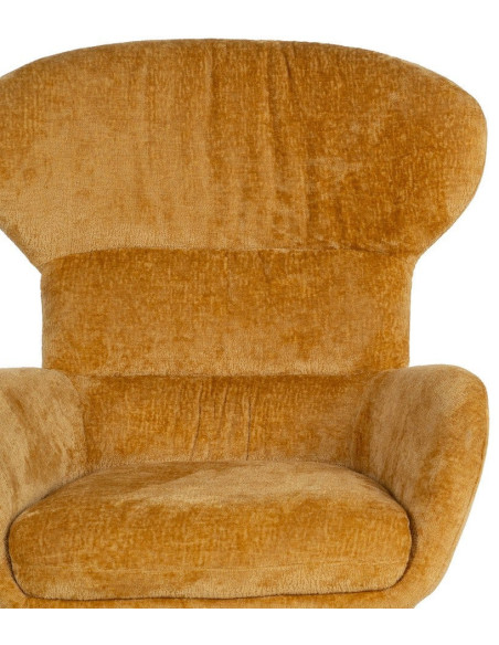 Grand Fauteuil pivotant moderne en Tissu Jaune moutarde Métal Noir Fabian - 4