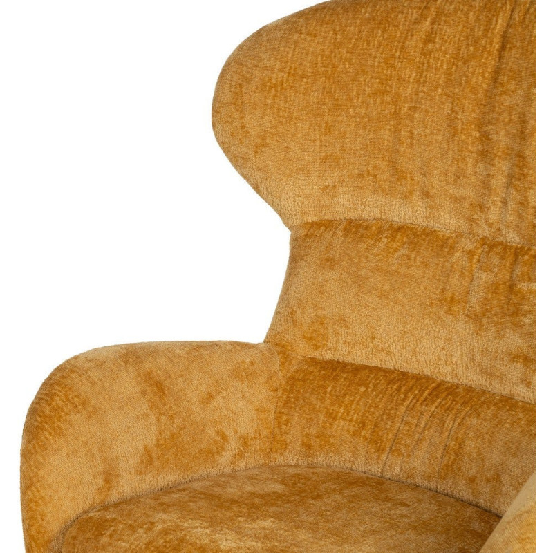 Grand Fauteuil pivotant moderne en Tissu Jaune moutarde Métal Noir Fabian - 5