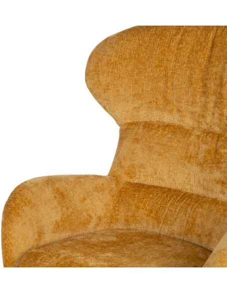 Grand Fauteuil pivotant moderne en Tissu Jaune moutarde Métal Noir Fabian - 5
