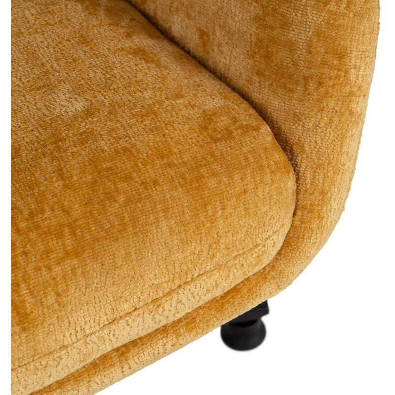 Grand Fauteuil pivotant moderne en Tissu Jaune moutarde Métal Noir Fabian - 7