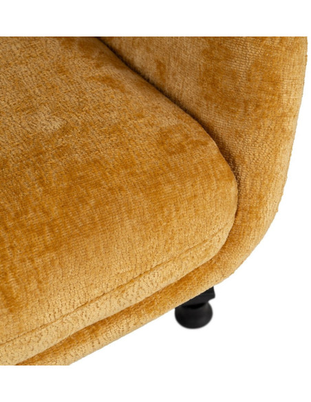 Grand Fauteuil pivotant moderne en Tissu Jaune moutarde Métal Noir Fabian - 7