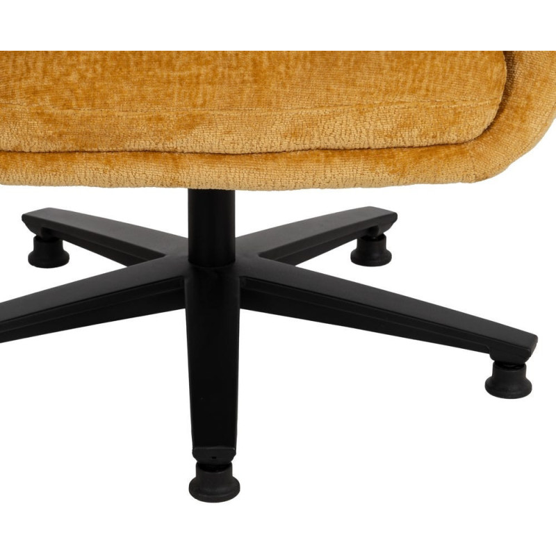 Grand Fauteuil pivotant moderne en Tissu Jaune moutarde Métal Noir Fabian - 10