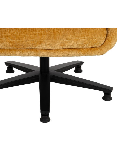 Grand Fauteuil pivotant moderne en Tissu Jaune moutarde Métal Noir Fabian - 10