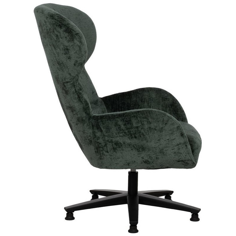 Grand Fauteuil pivotant moderne en Tissu Vert Métal Noir Fabian - 4
