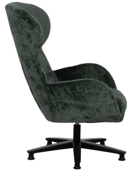 Grand Fauteuil pivotant moderne en Tissu Vert Métal Noir Fabian - 4