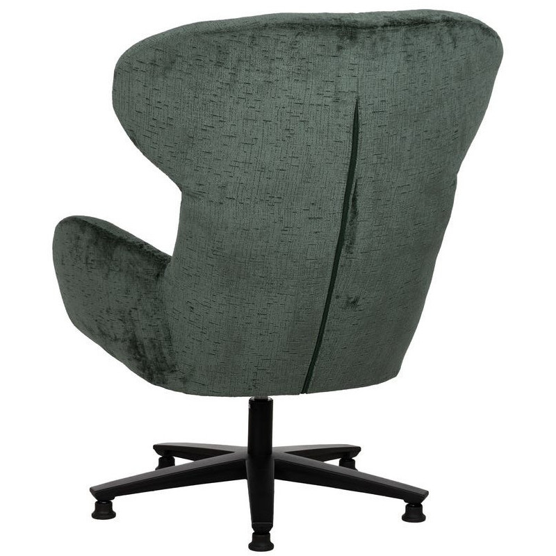 Grand Fauteuil pivotant moderne en Tissu Vert Métal Noir Fabian - 5