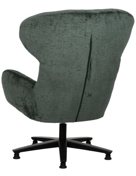 Grand Fauteuil pivotant moderne en Tissu Vert Métal Noir Fabian - 5