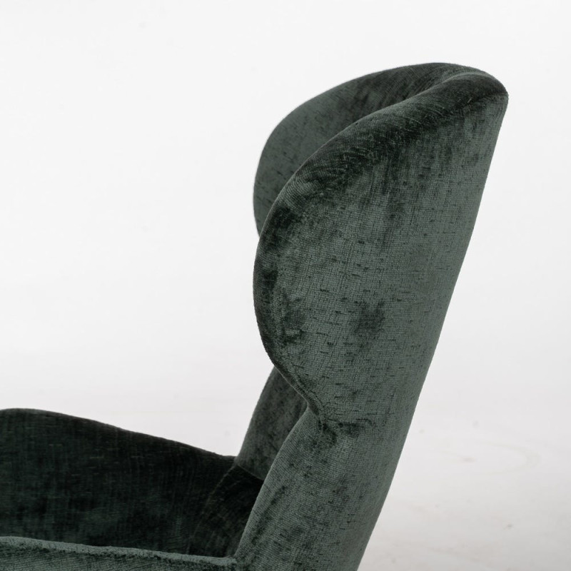 Grand Fauteuil pivotant moderne en Tissu Vert Métal Noir Fabian - 7