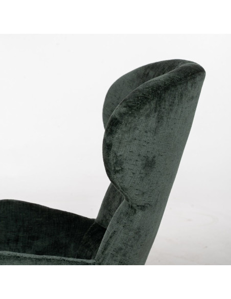 Grand Fauteuil pivotant moderne en Tissu Vert Métal Noir Fabian - 7