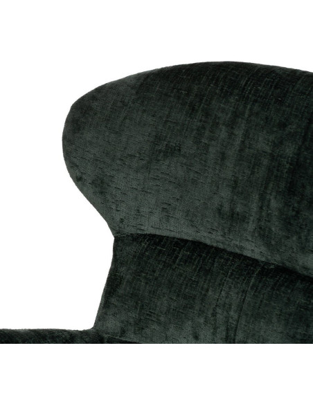 Grand Fauteuil pivotant moderne en Tissu Vert Métal Noir Fabian - 8