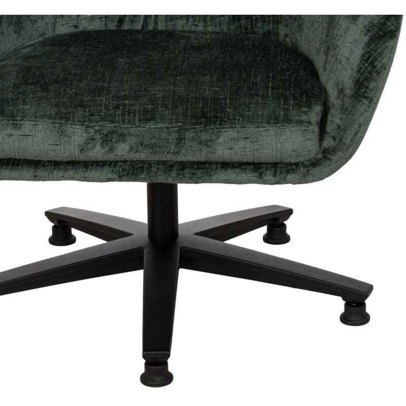 Grand Fauteuil pivotant moderne en Tissu Vert Métal Noir Fabian - 14