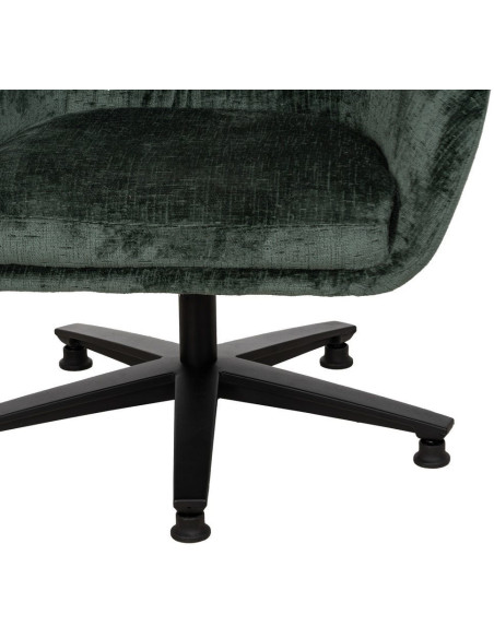 Grand Fauteuil pivotant moderne en Tissu Vert Métal Noir Fabian - 14
