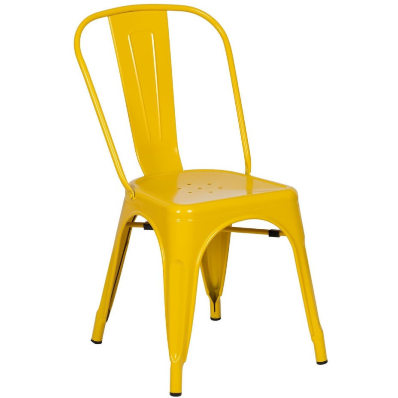 Chaise industrielle chic en Métal Jaune Dallas (Lot de 4) - 1