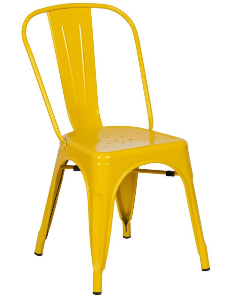 Chaise industrielle chic en Métal Jaune Dallas (Lot de 4) - 1