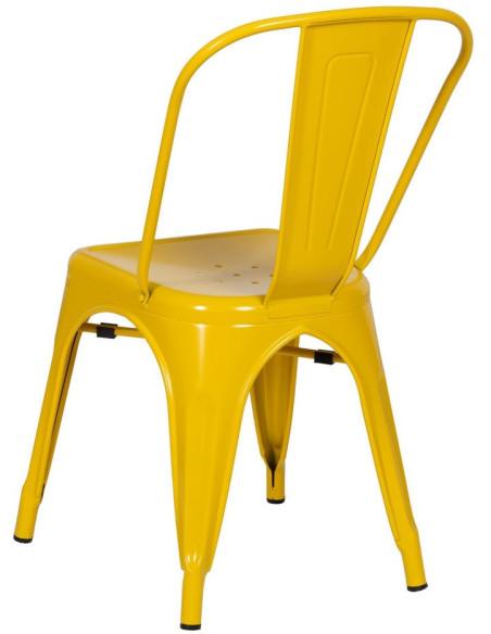 Chaise industrielle chic en Métal Jaune Dallas (Lot de 4) - 3
