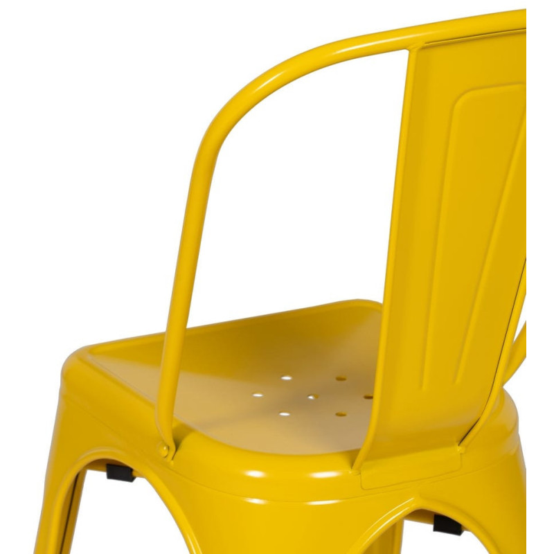 Chaise industrielle chic en Métal Jaune Dallas (Lot de 4) - 9