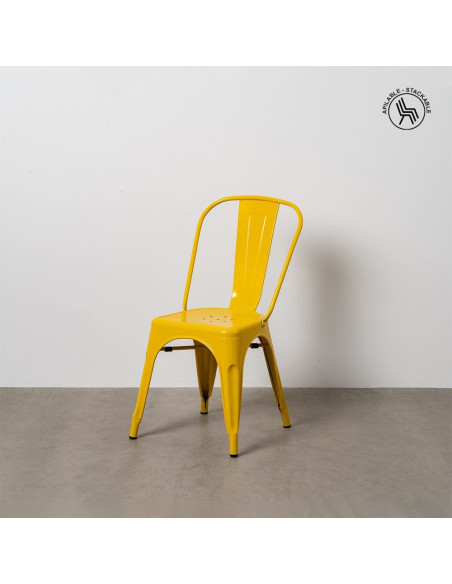 Chaise industrielle chic en Métal Jaune Dallas (Lot de 4) - 12