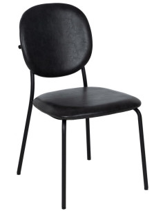 Chaise vintage chic en Polyuréthane Noir Métal Noir (Lot de 2) - 1