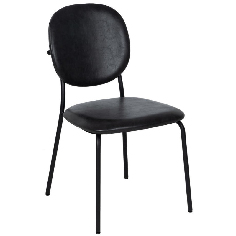 Chaise vintage chic en Polyuréthane Noir Métal Noir (Lot de 2) - 1