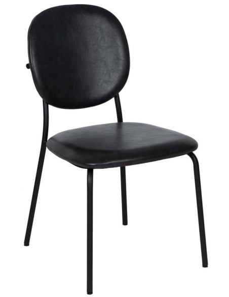 Chaise vintage chic en Polyuréthane Noir Métal Noir (Lot de 2) - 1