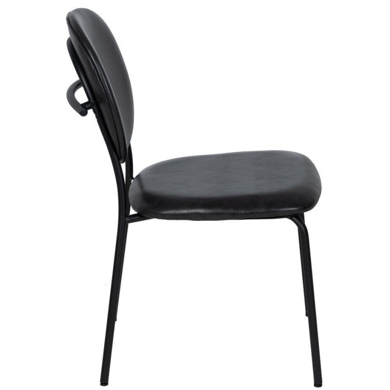 Chaise vintage chic en Polyuréthane Noir Métal Noir (Lot de 2) - 2