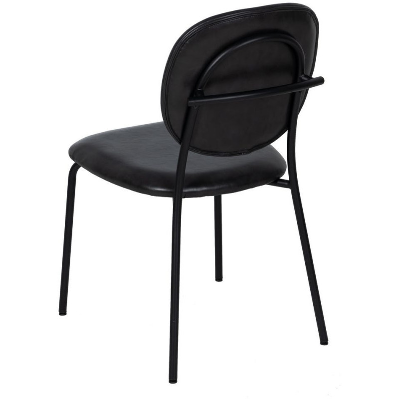 Chaise vintage chic en Polyuréthane Noir Métal Noir (Lot de 2) - 3