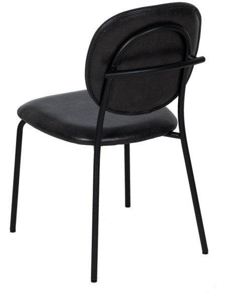 Chaise vintage chic en Polyuréthane Noir Métal Noir (Lot de 2) - 3