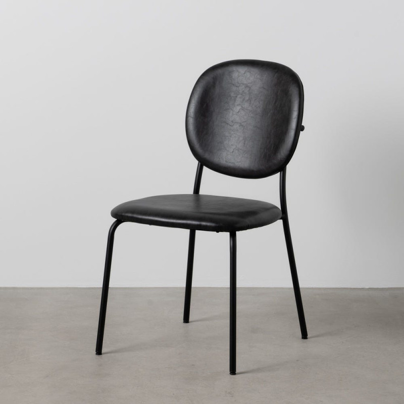 Chaise vintage chic en Polyuréthane Noir Métal Noir (Lot de 2) - 13