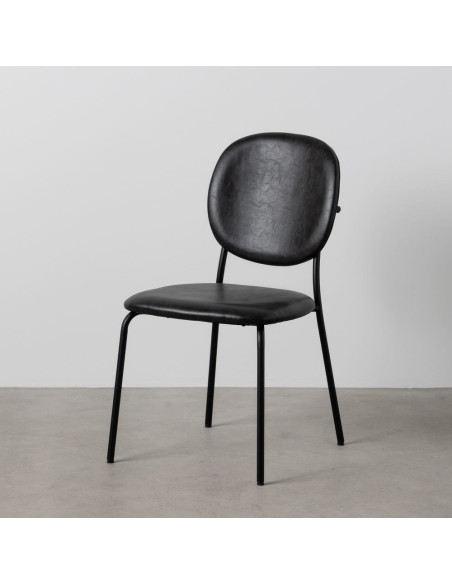 Chaise vintage chic en Polyuréthane Noir Métal Noir (Lot de 2) - 13