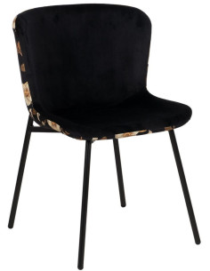 Chaise originale dos motif fleurs en Tissu Métal Noir Nerea (Lot de 4) - 1