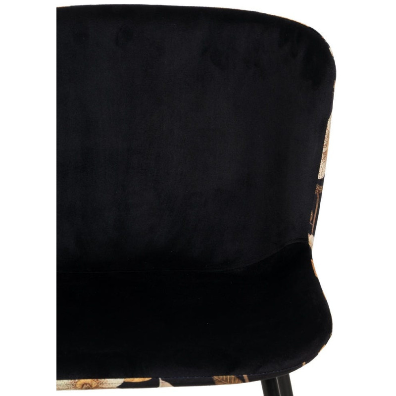 Chaise originale dos motif fleurs en Tissu Métal Noir Nerea (Lot de 4) - 4