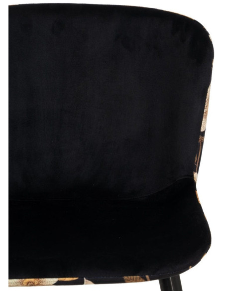 Chaise originale dos motif fleurs en Tissu Métal Noir Nerea (Lot de 4) - 4