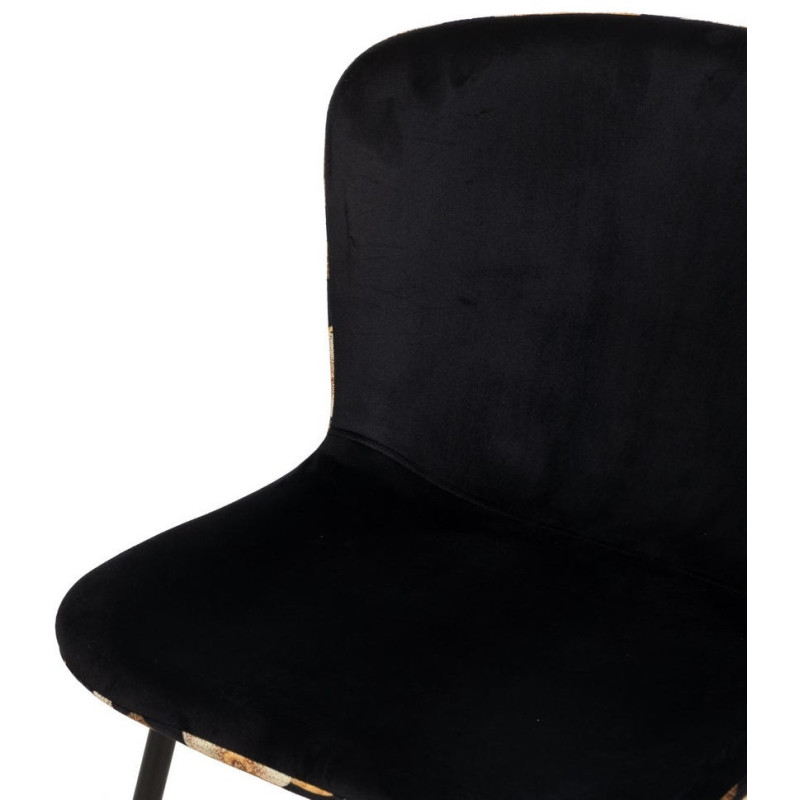 Chaise originale dos motif fleurs en Tissu Métal Noir Nerea (Lot de 4) - 5
