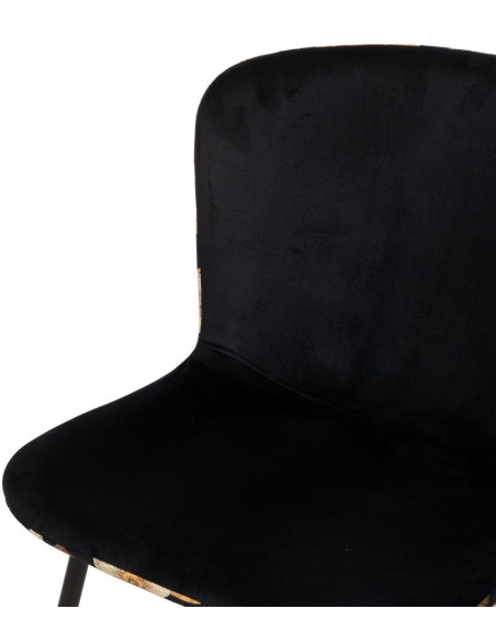 Chaise originale dos motif fleurs en Tissu Métal Noir Nerea (Lot de 4) - 5