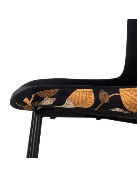 Chaise originale dos motif fleurs en Tissu Métal Noir Nerea (Lot de 4) - 7
