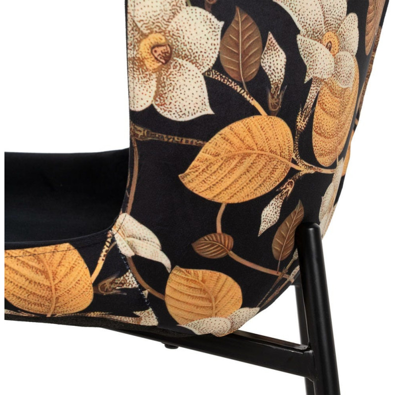 Chaise originale dos motif fleurs en Tissu Métal Noir Nerea (Lot de 4) - 8