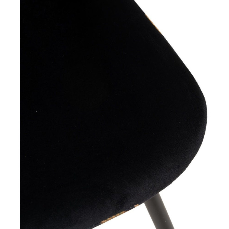 Chaise originale dos motif fleurs en Tissu Métal Noir Nerea (Lot de 4) - 9