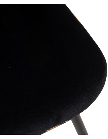 Chaise originale dos motif fleurs en Tissu Métal Noir Nerea (Lot de 4) - 9