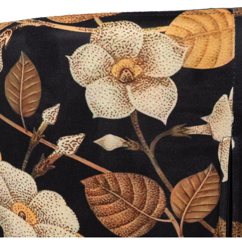 Chaise originale dos motif fleurs en Tissu Métal Noir Nerea (Lot de 4) - 12