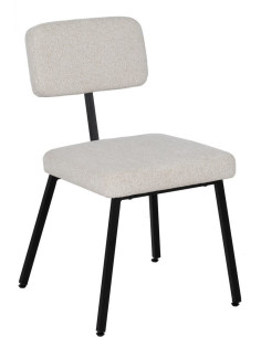 Chaise moderne bouclette en Tissu Blanc Bouclé Métal Noir Flavio (Lot de 4) - 1