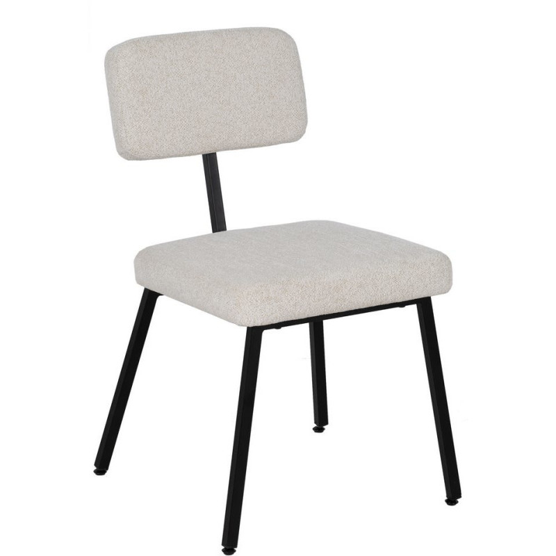 Chaise moderne bouclette en Tissu Blanc Bouclé Métal Noir Flavio (Lot de 4) - 1