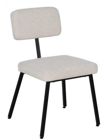 Chaise moderne bouclette en Tissu Blanc Bouclé Métal Noir Flavio (Lot de 4) - 1