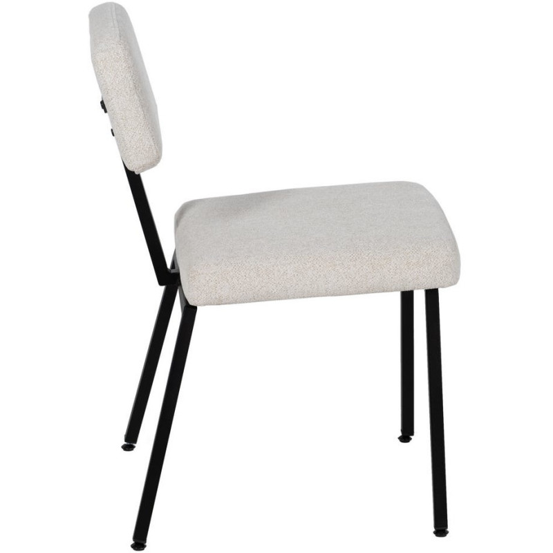 Chaise moderne bouclette en Tissu Blanc Bouclé Métal Noir Flavio (Lot de 4) - 2