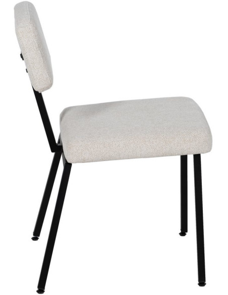 Chaise moderne bouclette en Tissu Blanc Bouclé Métal Noir Flavio (Lot de 4) - 2