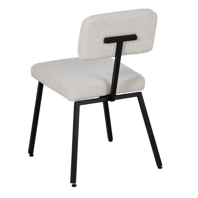 Chaise moderne bouclette en Tissu Blanc Bouclé Métal Noir Flavio (Lot de 4) - 3