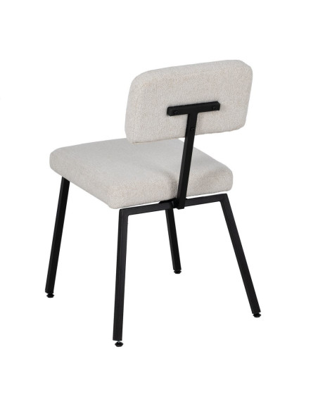 Chaise moderne bouclette en Tissu Blanc Bouclé Métal Noir Flavio (Lot de 4) - 3