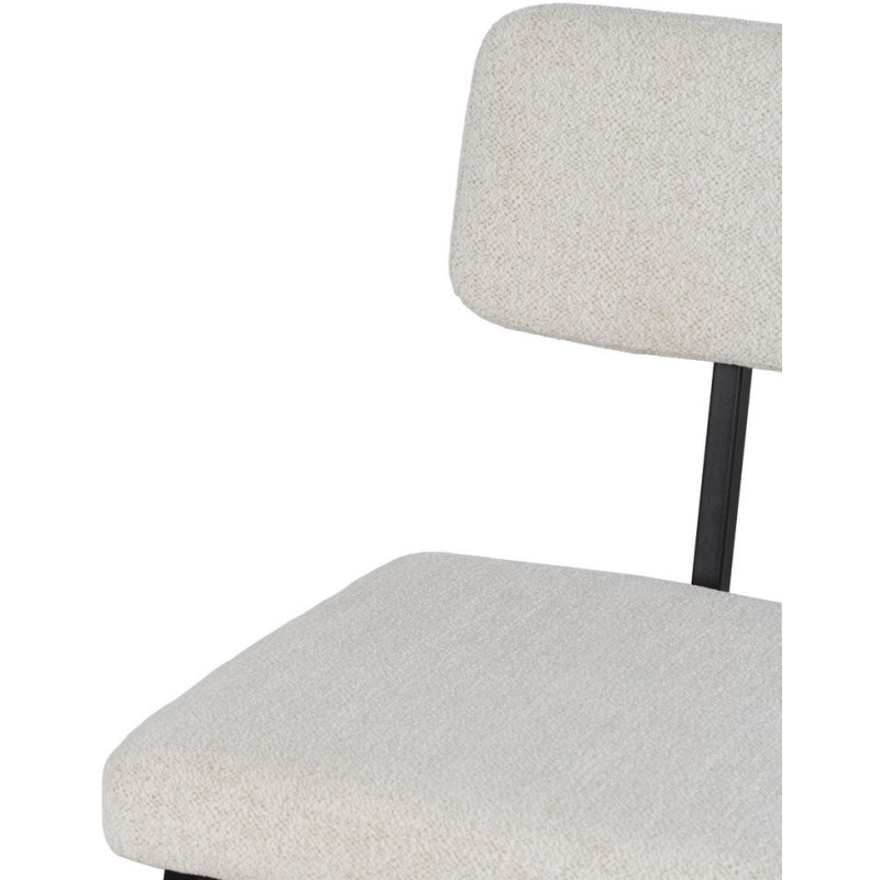 Chaise moderne bouclette en Tissu Blanc Bouclé Métal Noir Flavio (Lot de 4) - 5